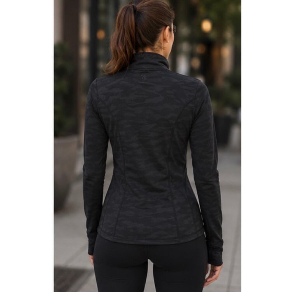 Laundry by Shelli Segal Black Camo Zip Up Jacket Athleisure Light Activewear - Picture 2 of 14